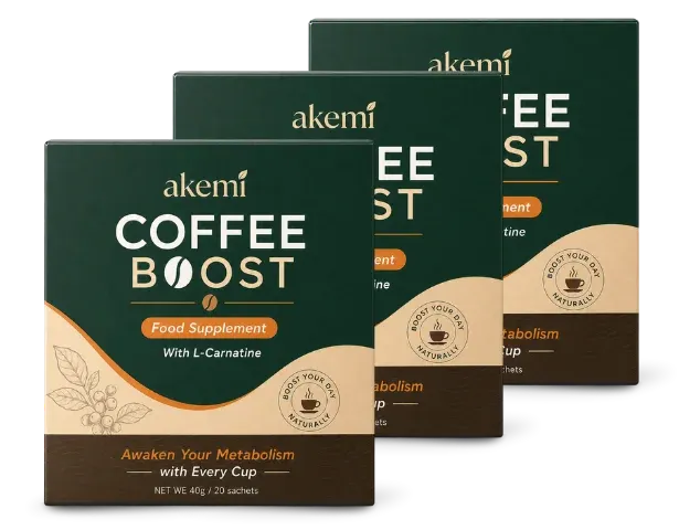 Three boxes of Akemi Coffee Boost